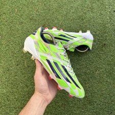 Rare 2014 Adidas F50 Adizero Football Boots Green/White FG Size Uk 8 Eu 42