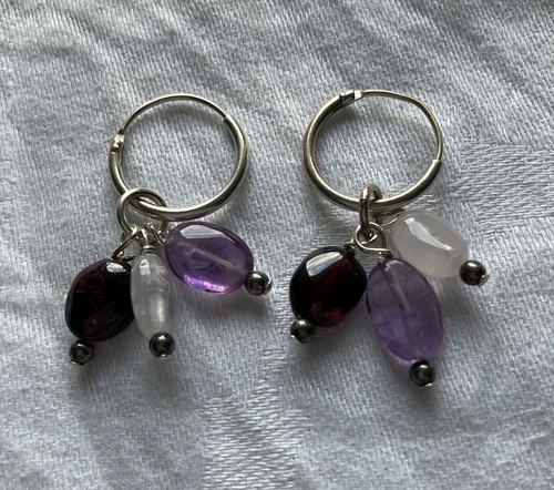 Gem stone hoop earrings - gem,