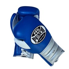 Boxing training  &Sparring Glove Made of  cowhide leather Blue silver & white.