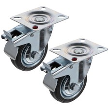  2 Pcs Lockable Caster with Brakes Silent Pulley Wheel Wheels Function Carriage