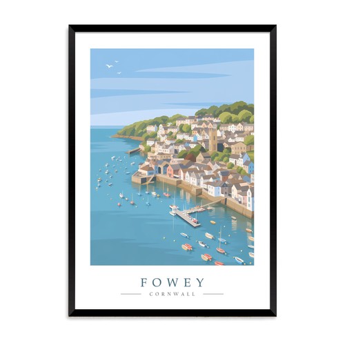 Fowey travel poster - fowey,