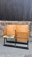 1960s Vintage Wooden 2 Seater Folding Cinema/theatre Seats. Italian, Hallway