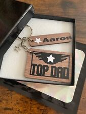 FATHERS DAY PERSONALISED Top Dad Keyring Charm Set Child/ Children’s Name Vinyl