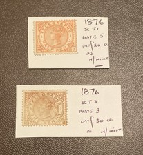 GB Queen Victoria SG T1  + T2 Telegraph Stamps. Mounted Mint, No Gum, 1876