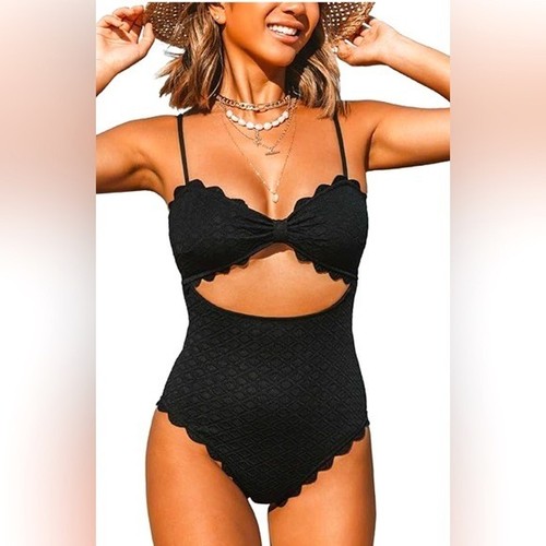 Cupshe black scalloped - black,
