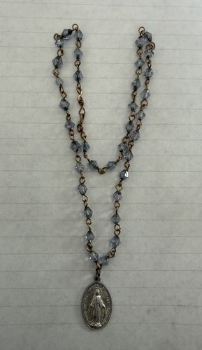 Vintage rosary necklace blue - necklace,