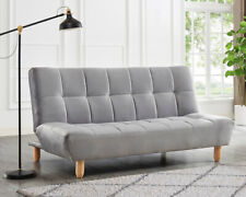 3 Seater Sofa Bed Grey Velvet