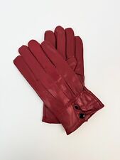 Women Lady Leather Gloves Luxury Soft  Wrist Driving Winter Warm Lined Button