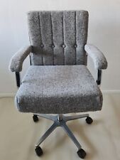 Managers Chair Retro Vintage Button Back Grey Bute Fabric Arms Gordon Russell