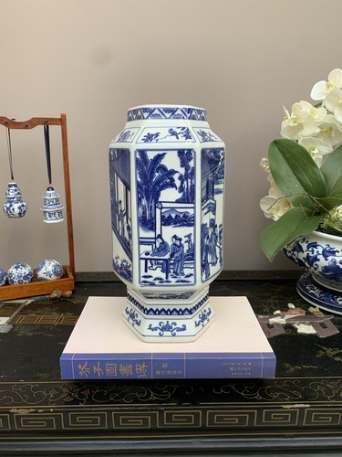 Hexagonal blue and - and, white