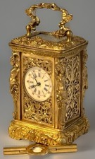 Stunning Vintage Gilt Bronze Ormolu Miniature carriage clock In Mint Condition