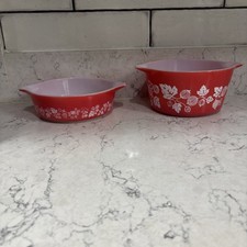 Vintage Pyrex Coral Gooseberry Casserole Dish 1.5pt & 0.75pt Small Dish Pink