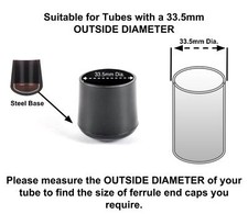 Ferrules End Caps - Black PVC Rubber - Inner Steel Reinforcement - German Made