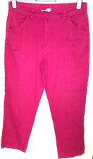 Ladies hot pink 100% cotton straight leg 1/2 elastic waist summer trousers 16