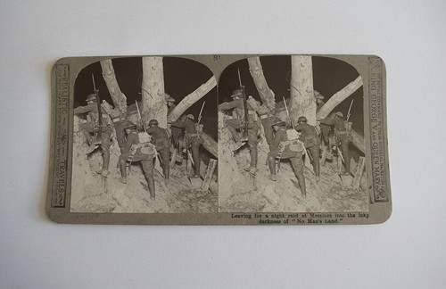 Ww1 stereoview no81 night raid - ww1,