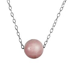 10mm GENUINE PINK OPAL BEAD / BALL GEMSTONE 925 STERLING SILVER DAINTY  NECKLACE