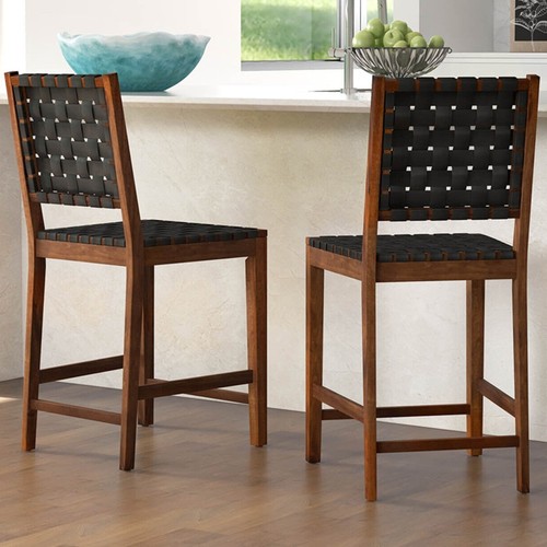 Brown woven bar - stool, of