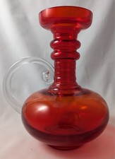 Riihimaki Riihimaen Red Glass Vase Jug Lasy Oy Kleopatra Tamara Aladin