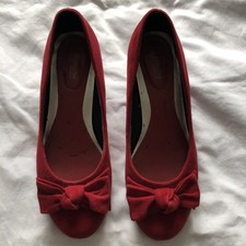 M&S Ladies Footglove Wide Fit Red Suede Style Occasion Evening Christmas Shoes,4