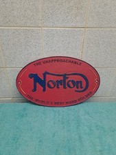 NORTON Vintage Motorcycles  -cast Metal Oval Sign Garage-man Cave Classic bike