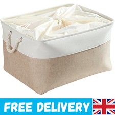 Extra Large Fabric Storage Baskets - Versatile Soft Storage in Light Khaki White