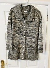 DAMART LONGLINE CARDIGAN 22 / 24 in black & beige fleck