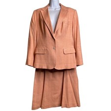 Vintage Evan Picone Womens Peach Tweed Blazer Skirt Suit Est Sz L Old Money