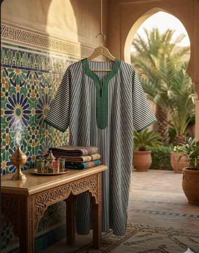 Men green white stripy - green,