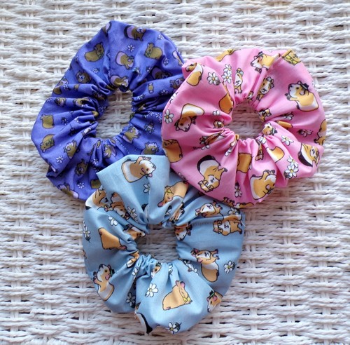 Guinea pig hair scrunchies - x3,