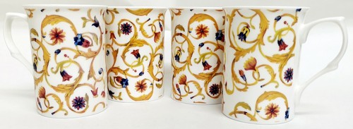 Floral yellow scroll damask - yellow,