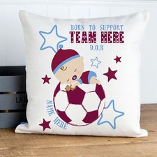 Christening Football Cushion Cover New Baby Gift PERSONALISED Godparents BTS02