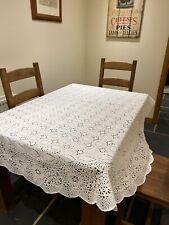 Quality Large Round Cream Floral Lace PVC Vinyl Wipe Clean Oilcloth Tablecloth