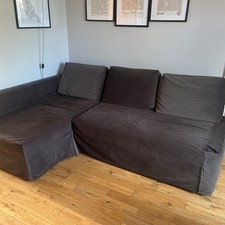 Bemz IKEA Friheten Corner Sofa Bed Cover Dark Brown Velvet Excellent Condition