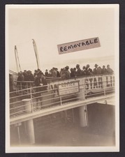 Antique Photograph Passengers Waiting To Board Ship White Star Lines Ocean Liner