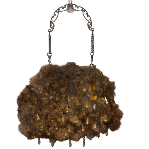 Vintage brown fur - brown, dangling