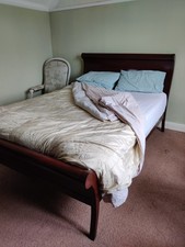 King Size French Wooden Sleigh Bed Mahogany Colour - collect London  SE10