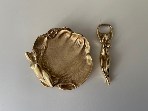 Vintage brass woman - woman, bottle