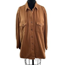 Princess Polly Brown Button-Down Shirt Top Cotton Pockets Long Sleeves Size 6