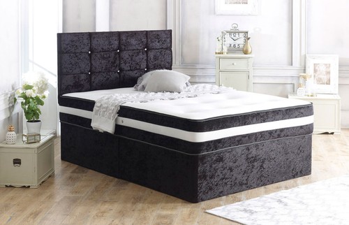 Crushed velvet divan - velvet, bed