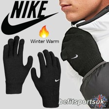 NIKE GLOVES MENS KNIT SWOOSH WINTER WARM RUNNING FOOTBALL SPORTS BLACK ADULT