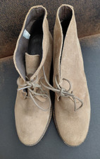 Ladies Lovely Debenhams Linea Fawn Suede Lace Up Granny Boots UK6  vintage style