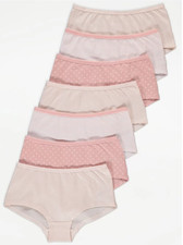 7 Pack Girls Pink Short Knickers Pants Age 1-17  Underwear Cotton School