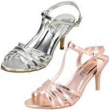 Ladies Spot On High Heel Metallic Sandals 'F1R0837'