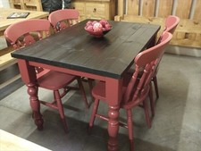 RECLAIMED 4'X3' PAINTED DINING KITCHEN TABLE HANDMADE EATING ROOM RED