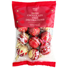 M&S Swiss Milk Chocolate Tree Decorations, 130g, Hollow Chocolate Baubles