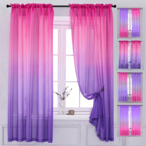Ombre pink purple sheer voile - pink,