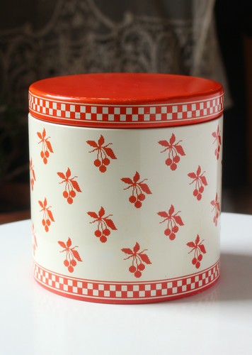 Vintage storage tin cherries - vintage,