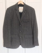 Mens Wool Jacket Medium 44 Chest Black Grey Safari Style Jasper Conran