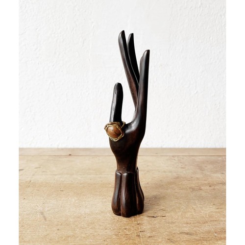 Vintage hand carved wood - hand,