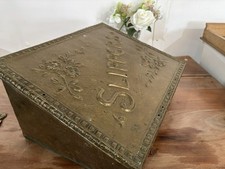 Antique Brass Slipper Box With Original Lining